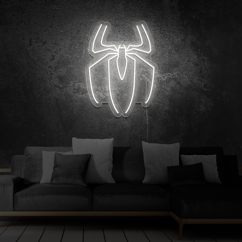 araignée-spiderman-heros-marvel-decoration-neon-led-Blanc Froid