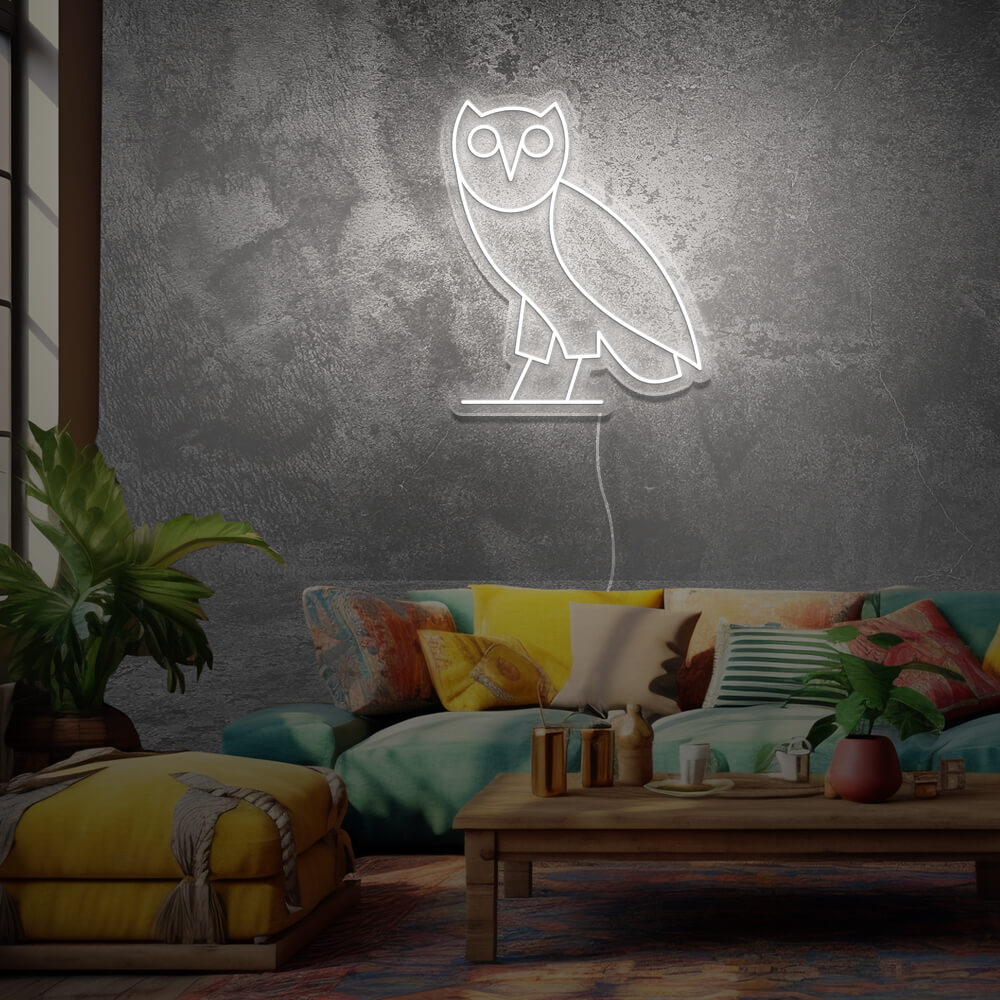 hibou-drake-ovo-texte-neon-led-Blanc Froid