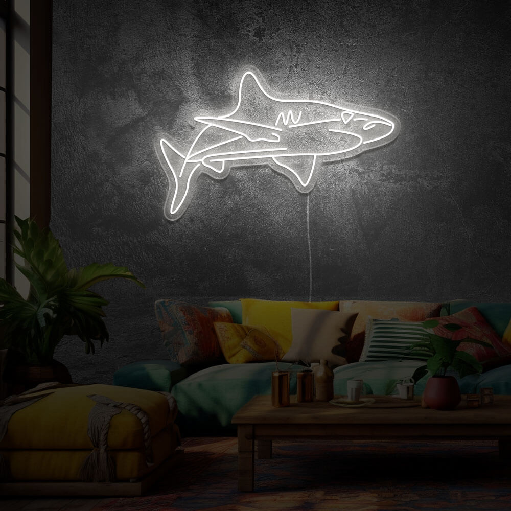 requin-en-neon-led-Blanc Froid