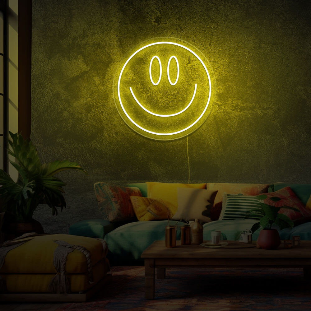 smiley-emoji-neon-led-luminaire-Jaune Citron