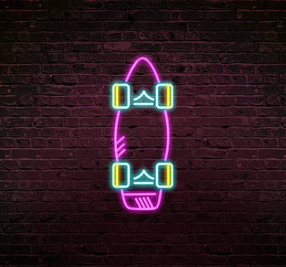 decoration neon skate sk8 mur