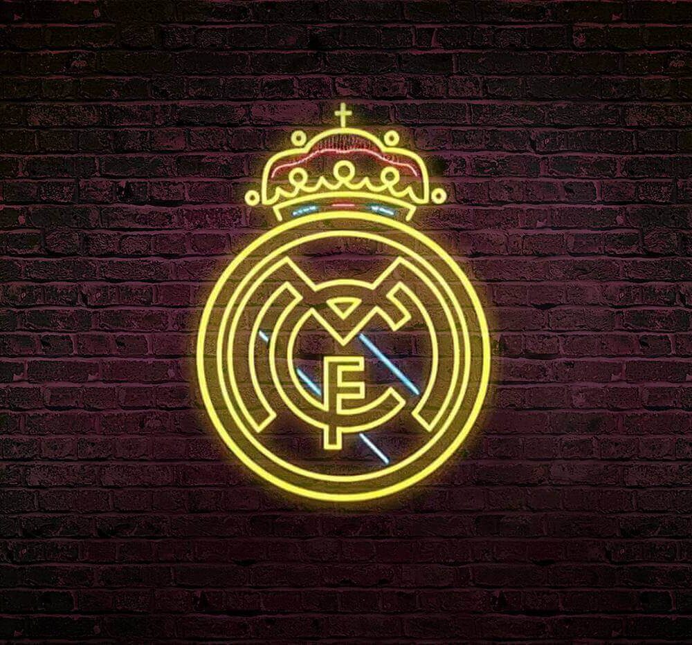 logo lumineux neon led real madrid foot mural