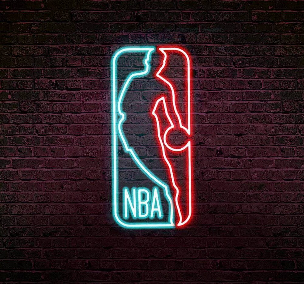 logo neon led basket nba mural