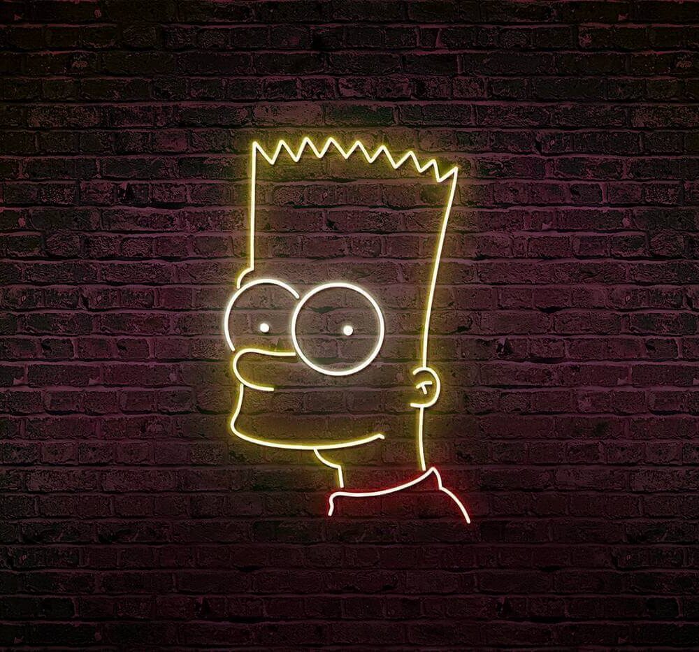 Faites rire vos amis en équipant votre salon d'un néon bart simpson.