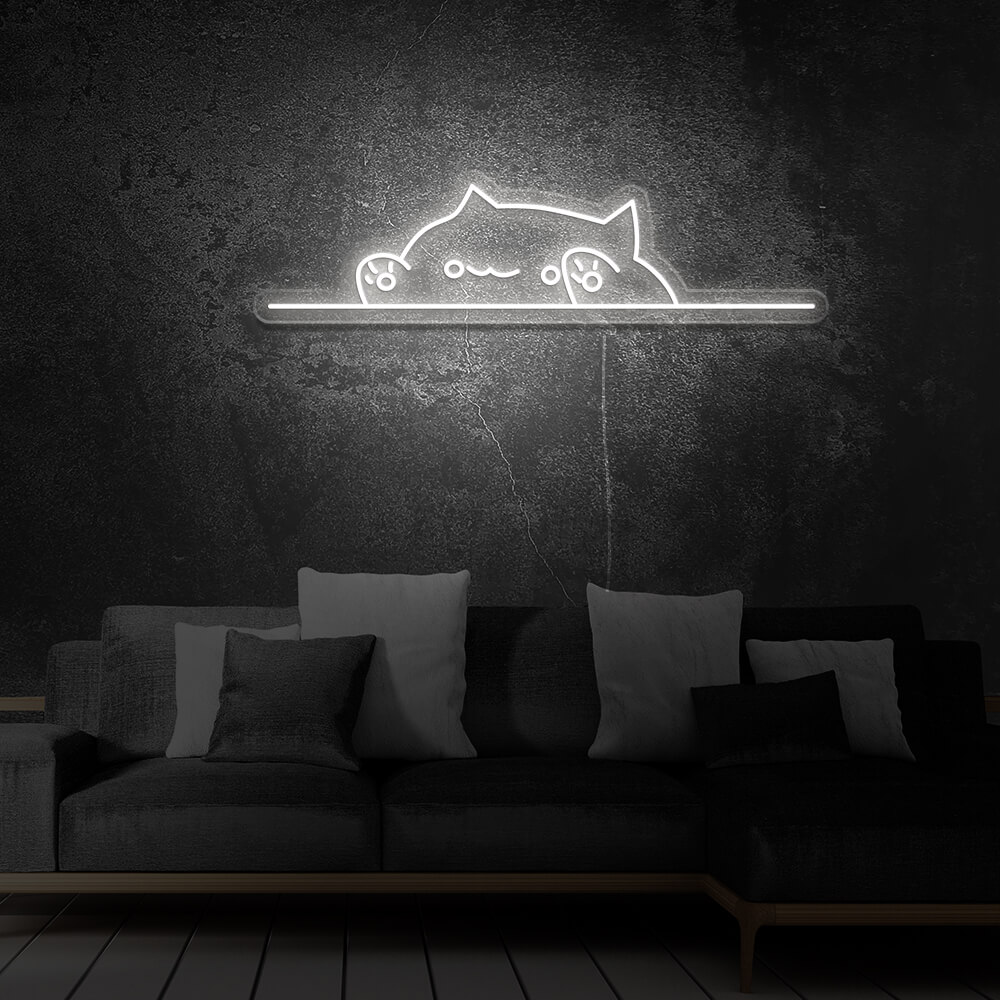 chat-mignon-neon-led-luminaire-Blanc Froid