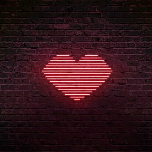 Un coeur fait de lignes de néon, moderne et original