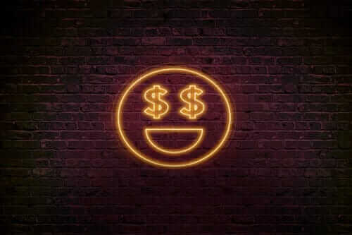 Ce smiley en néon montre qu'il veut de l'argent !
