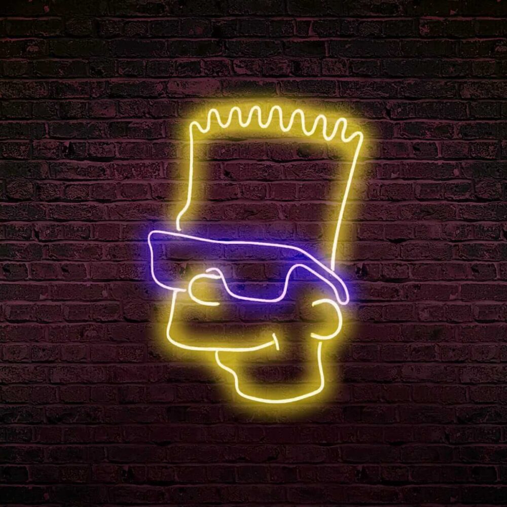 Bartsimpson avec lunettes de soleil en neon led