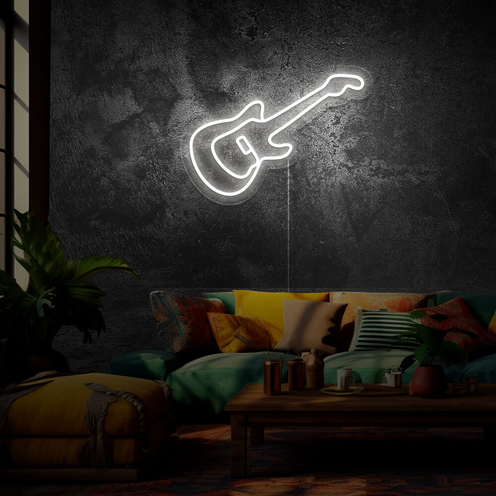 guitare-electrique-neon-led-Blanc Froid