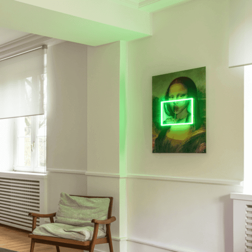 neon joconde tableau led rgb light genius vert