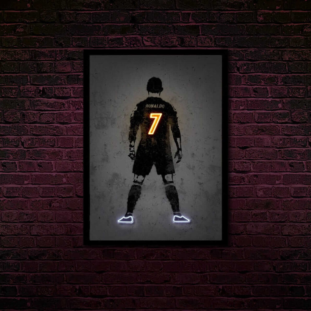 tableau neon de ronaldo le joueur de foot