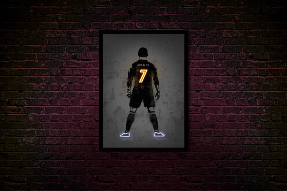 tableau neon de ronaldo le joueur de foot