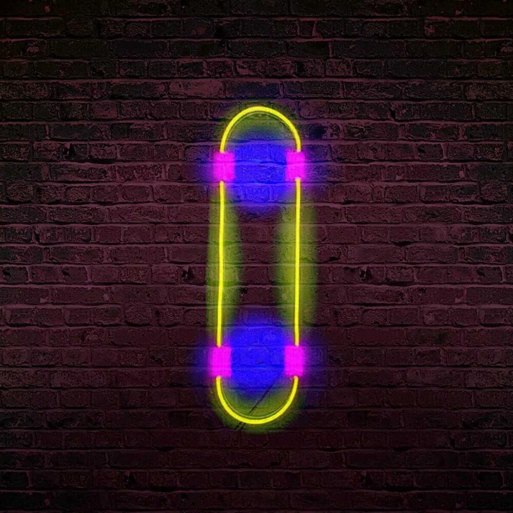 skateboard neon light genius led